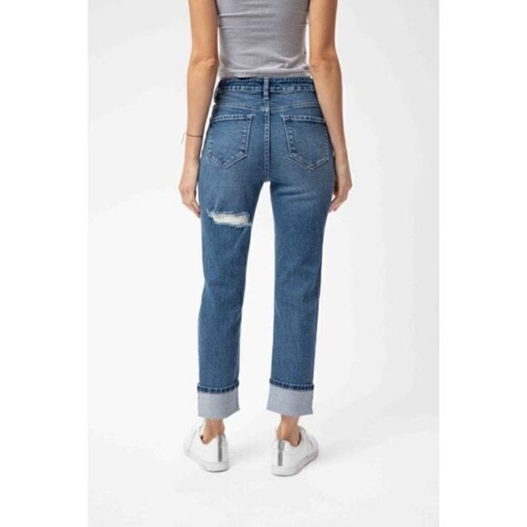 Nature Denim Distressed Cuffed Mom Jean Size 27 - Picture 4 of 9